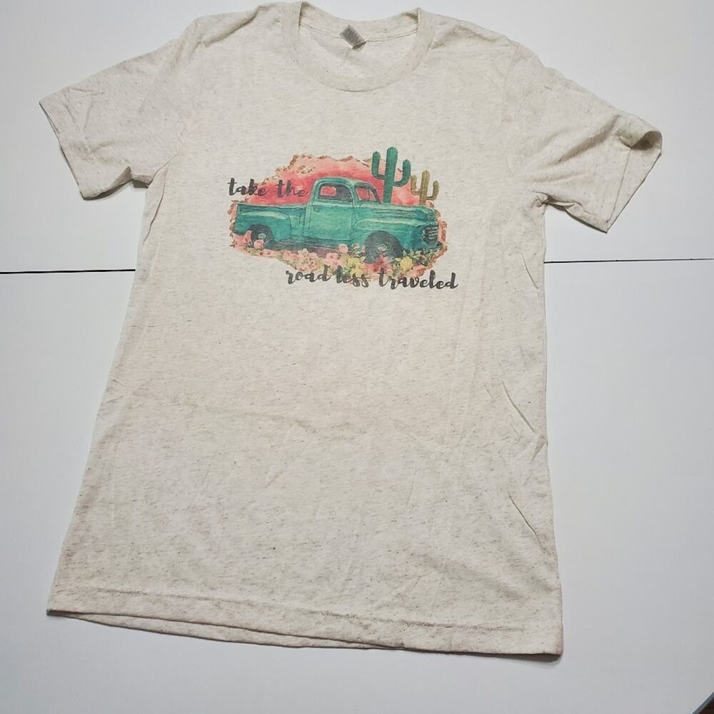 Canvas Shirt Womens Blue Truck Cactus Graphic‎ Tee